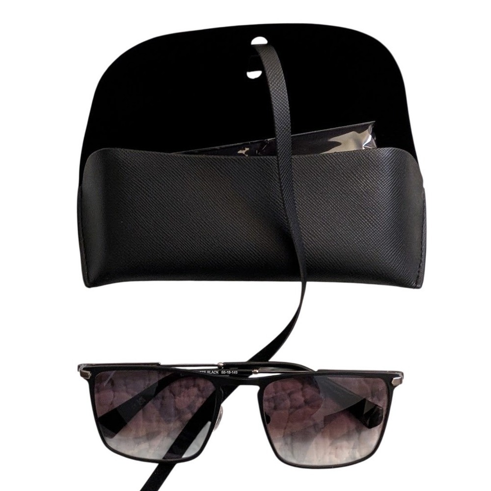 John Varvatos SJV567 Matte Black Square Sunglasses Japan 56-19-145 with case NEW